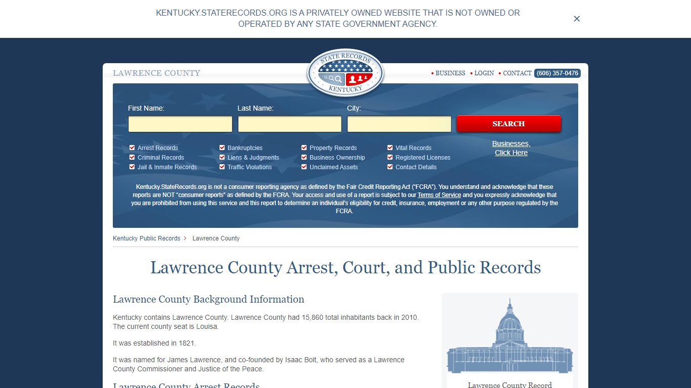 Lawrence County Arrest, Court, and Public Records