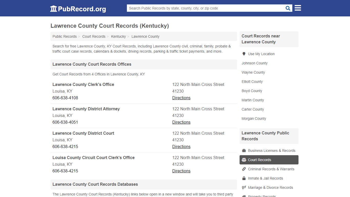 Free Lawrence County Court Records (Kentucky Court Records)